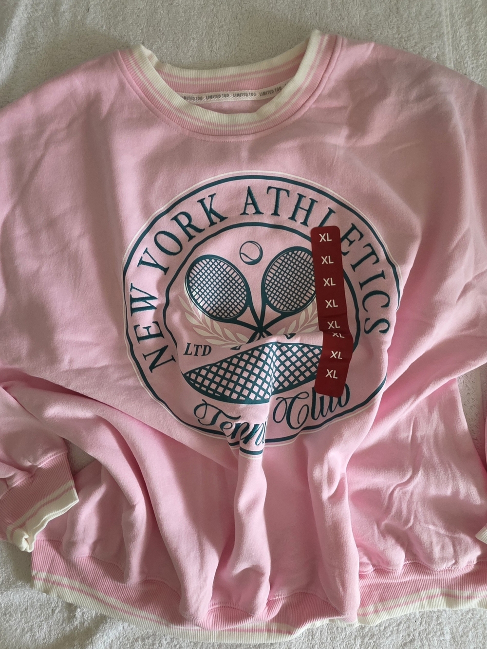 NWT Limited Too Pink New York Athletics Tennis Club Sweatshirt XL